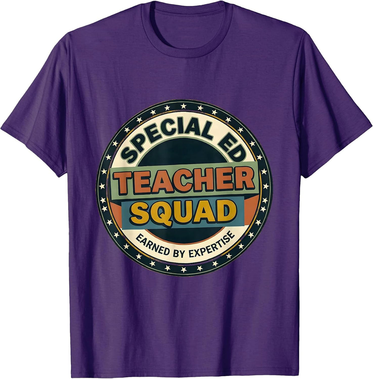 Men's Earned By Expertise Bold Retro Special Education Teacher T-Shirt - Purple