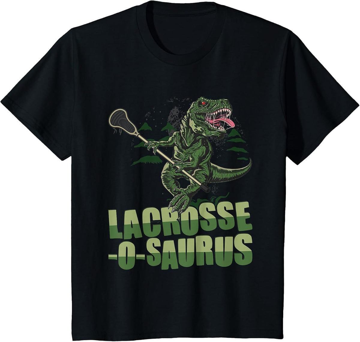 Lacrosse-o-Saurus - Funny Lacrosse Player Lax Lover Dinosaur T-Shirt - Black