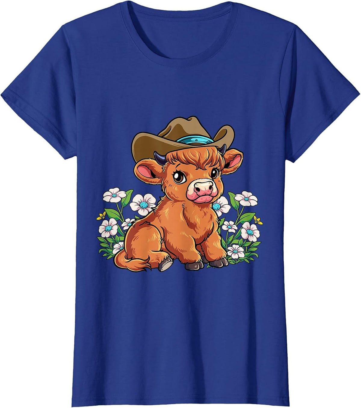 Highland Cow T-Shirt - Royal Blue
