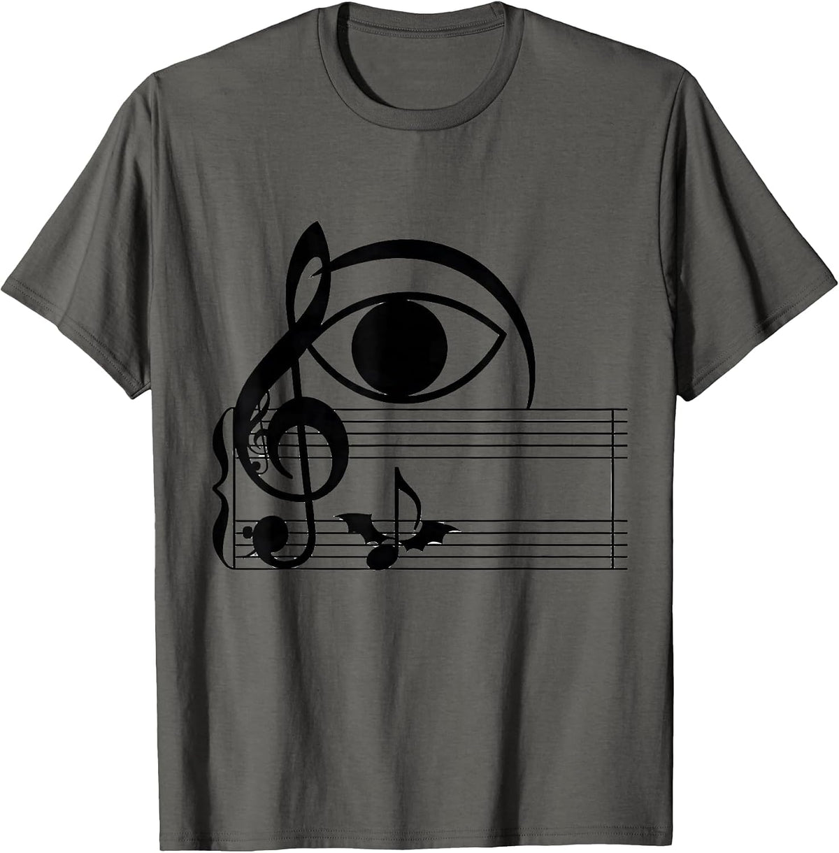 Ghost Musician Line Art Music Teacher Halloween Humor T-Shirt - Asphalt Grey