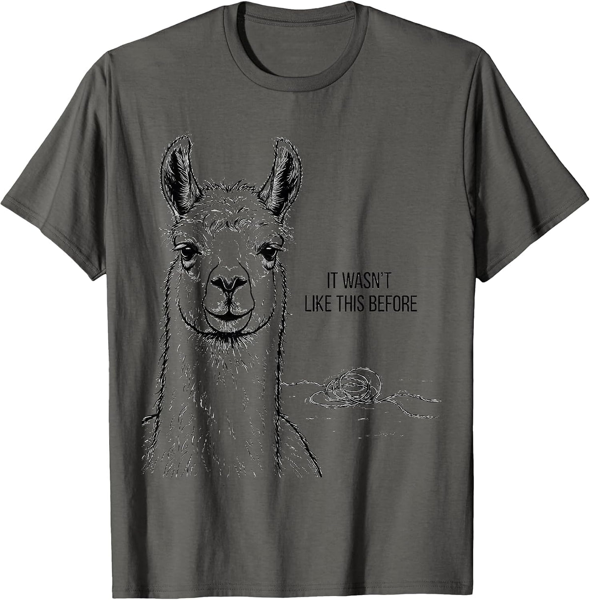 Men's It Wasn't Like This Before Funny Alpaca Llama Lover Humor T-Shirt - Asphalt Grey