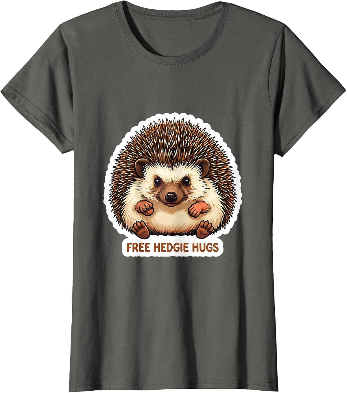 Women's Free Hedgie Hugs Funny Hedgehog Lover Cute Animal Humor T-Shirt - Asphalt Grey