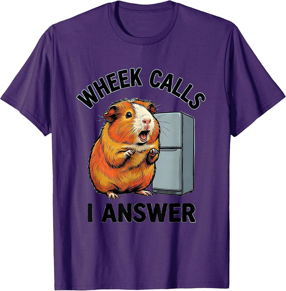 Wheek Calls, I Answer Funny Guinea Pig Pet Lover Humor T-Shirt - Purple