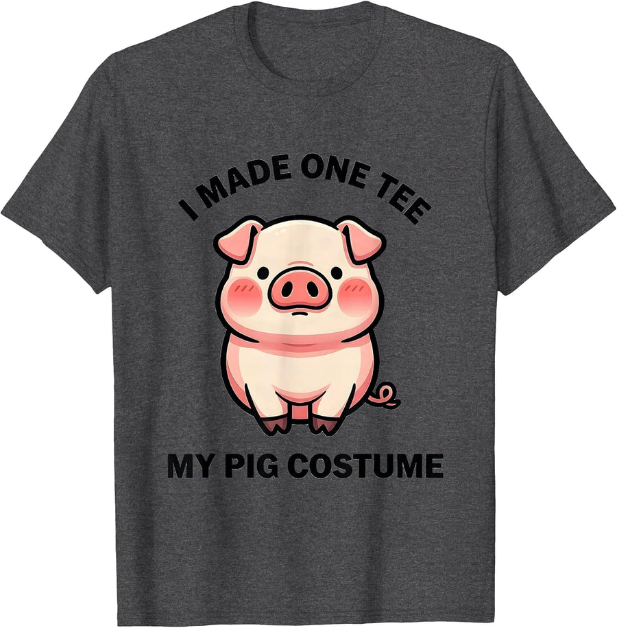 Men's I Made One Tee My Pig Costume Cute Kawaii Pig Lover T-Shirt - Dark Heather Grey
