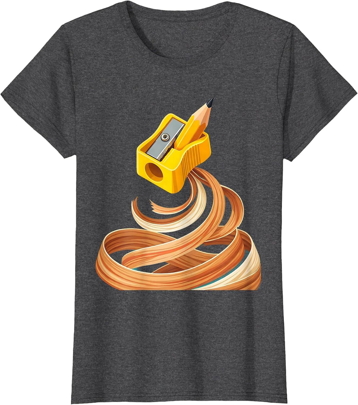 Women's Preschool Teacher Pencil Sharpener Art Design T-Shirt - Dark Heather Grey