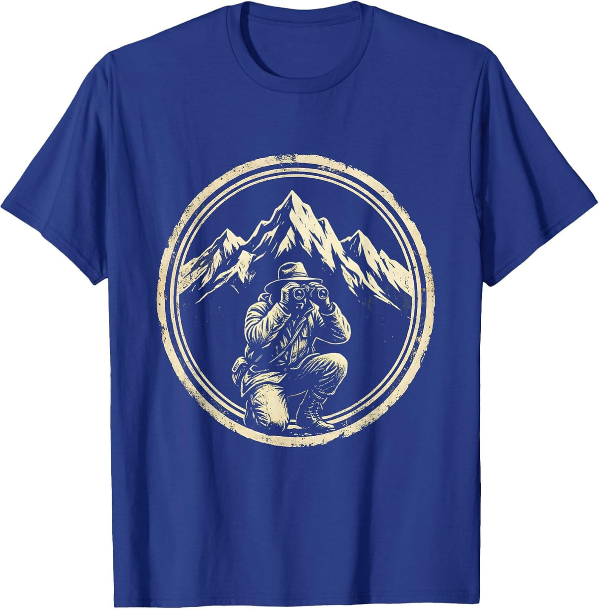 Men's Camo Hunter Glassing Snowy Mountain Peaks T-Shirt - Royal Blue