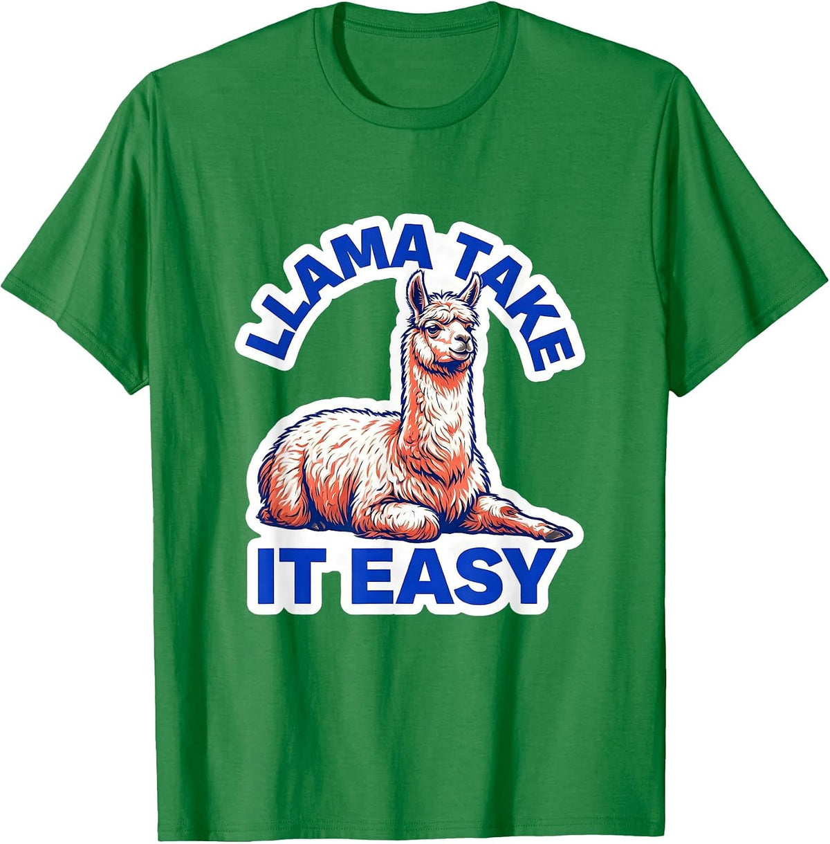 Men's Llama Take It Easy Funny Alpaca Novelty Humor Animal Lover T-Shirt - Kelly Green