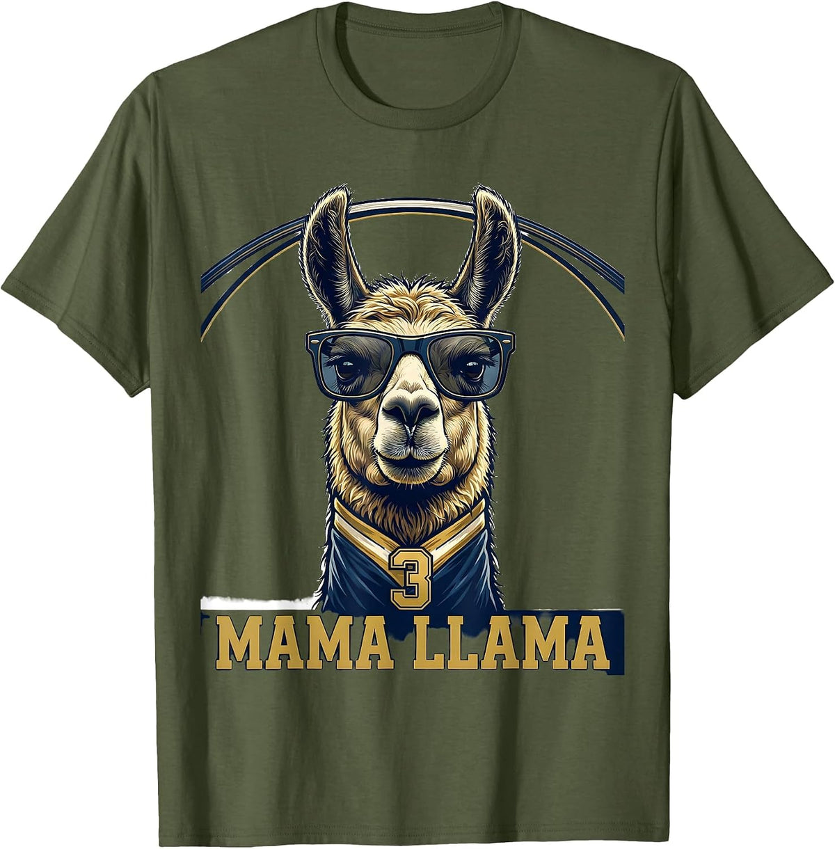 Mama Llama Funny Animal Humor Llama Lover Gift T-Shirt - Olive Green
