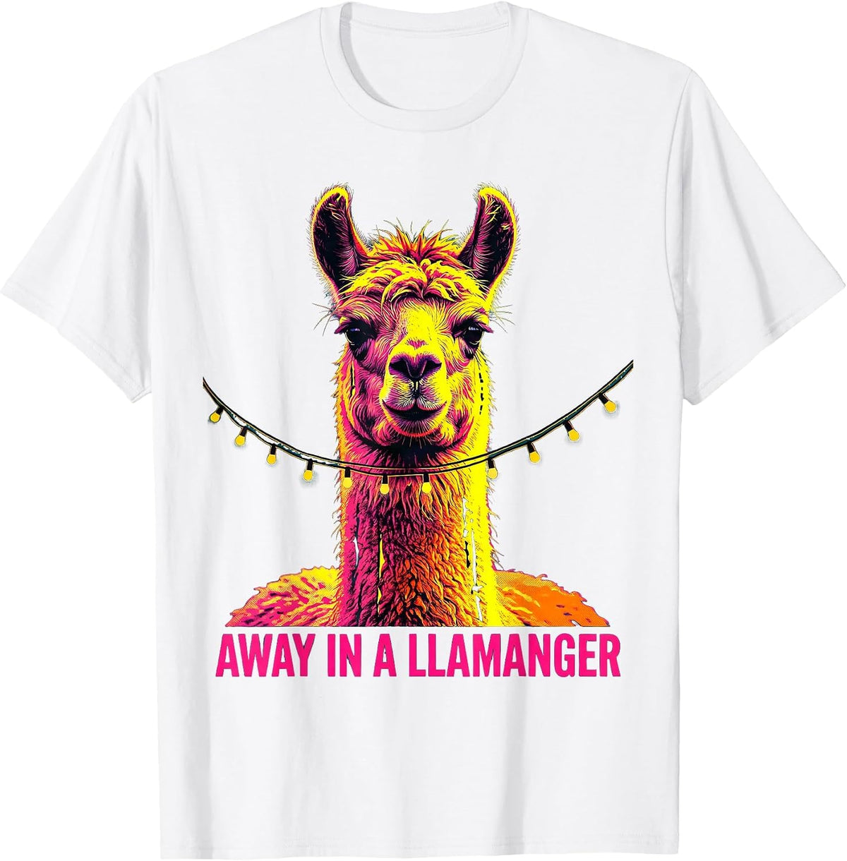 Men's Away In A Llamanger Funny Llama Christmas Animal Lover T-Shirt - White