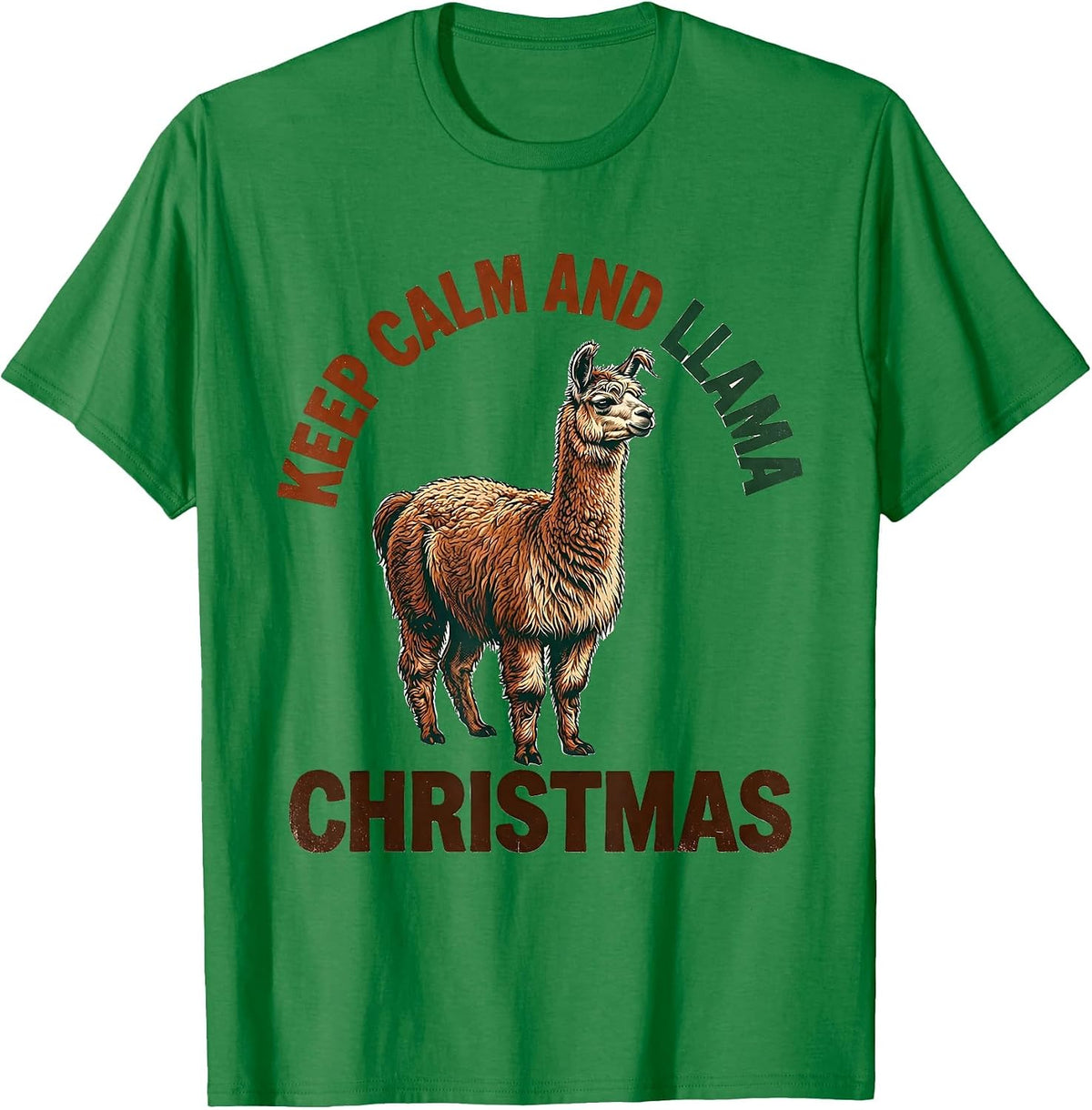 Men's Keep Calm And Llama Christmas Vintage Funny Alpaca Lover T-Shirt - Kelly Green