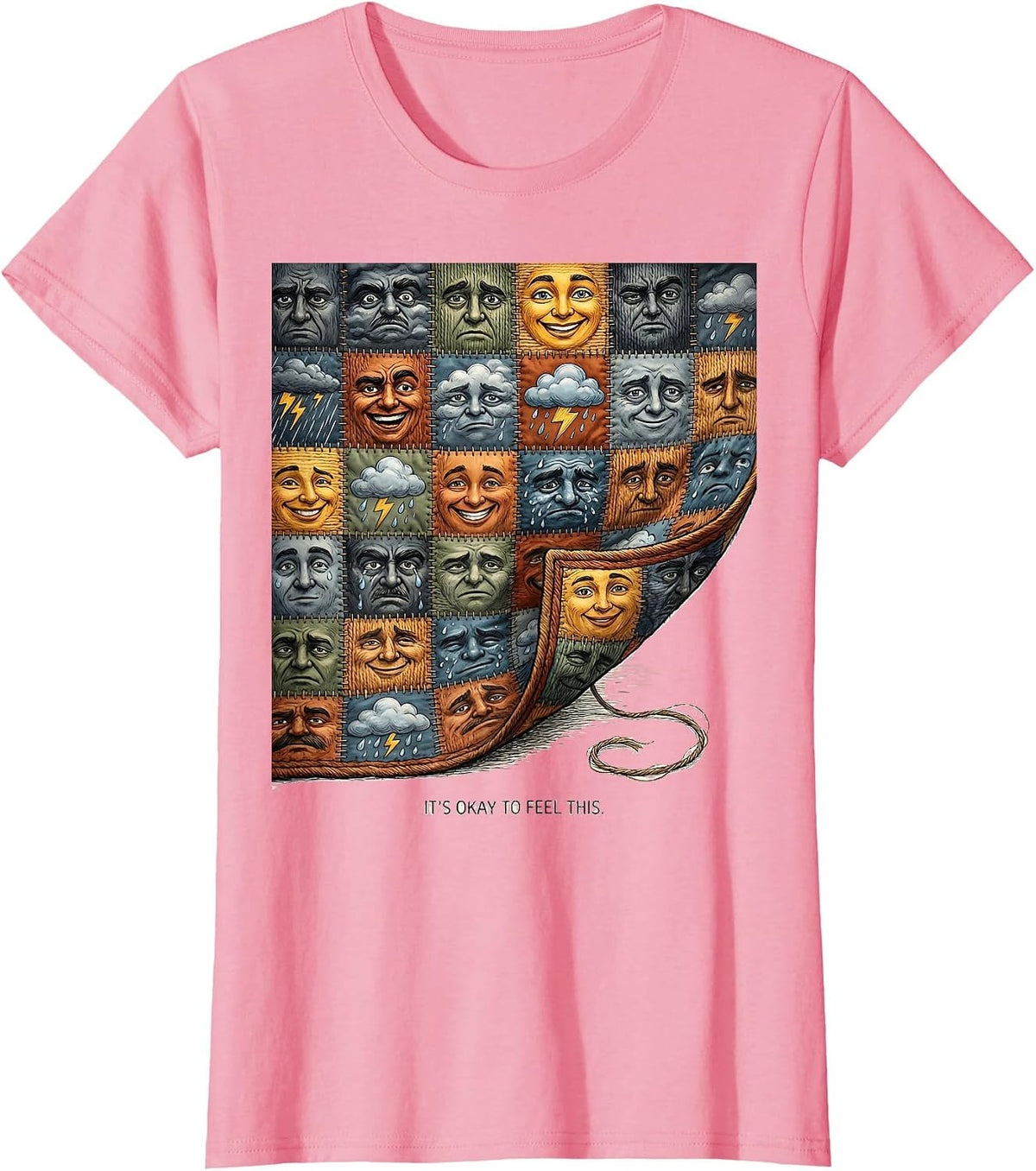Women's It's Okay to Feel This Mental Health Counselor Therapy Humor T-Shirt - Pink