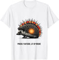 Men's Prickly Outside, Lit Up Inside Cute Hedgehog Christmas T-Shirt - White
