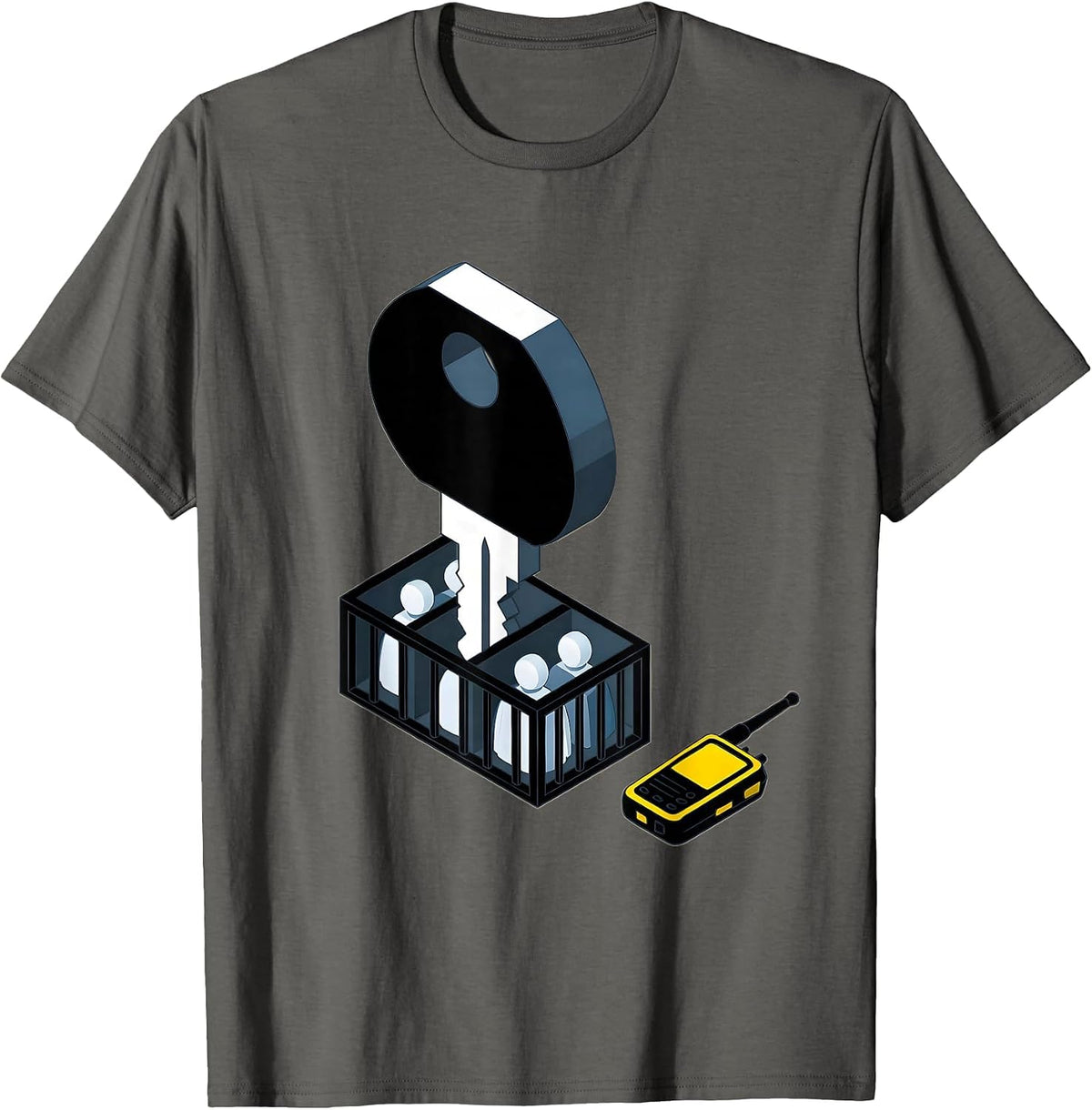 Isometric Custody Key Funny Police Officer Gift T-Shirt - Asphalt Grey