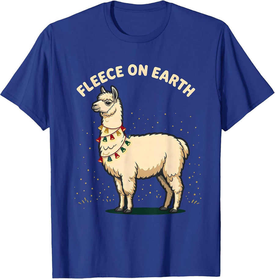 Fleece On Earth Funny Llama Christmas Animal Lover Humor T-Shirt - Royal Blue