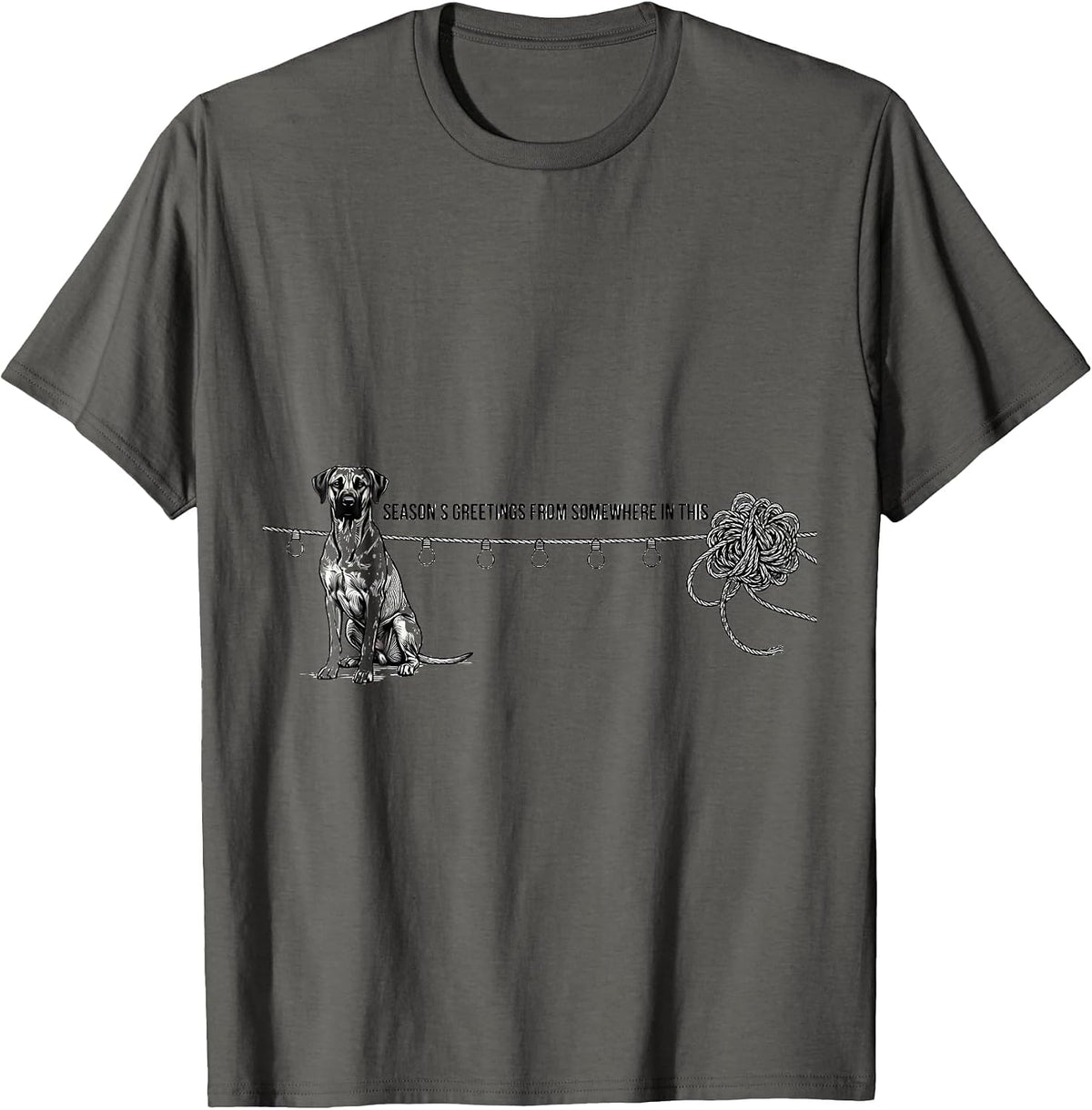 Men's Season's Greetings From Somewhere In This Rhodesian T-Shirt - Asphalt Grey