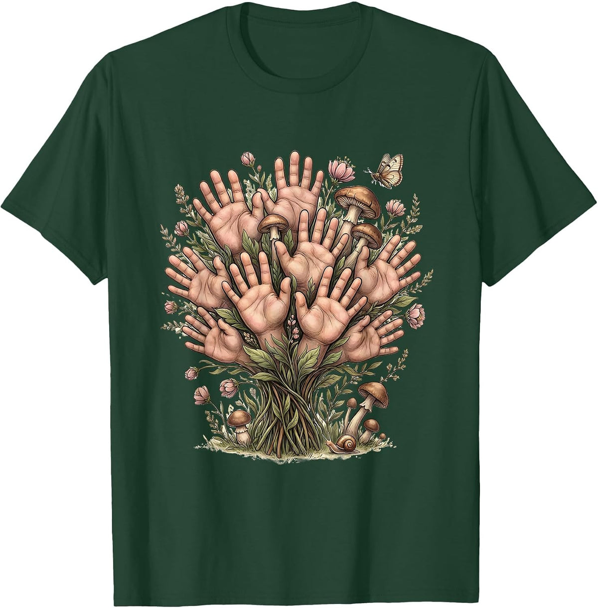Men's Preschool Teacher Little Hands Paint Print T-Shirt - Dark Green