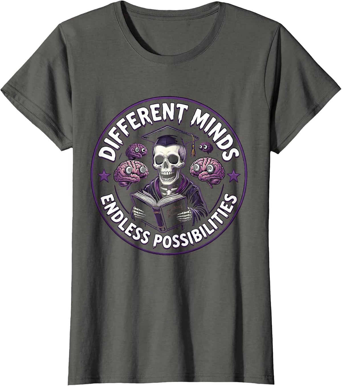 Women's Different Minds Endless Possibilities Sped Teacher T-Shirt - Asphalt Grey