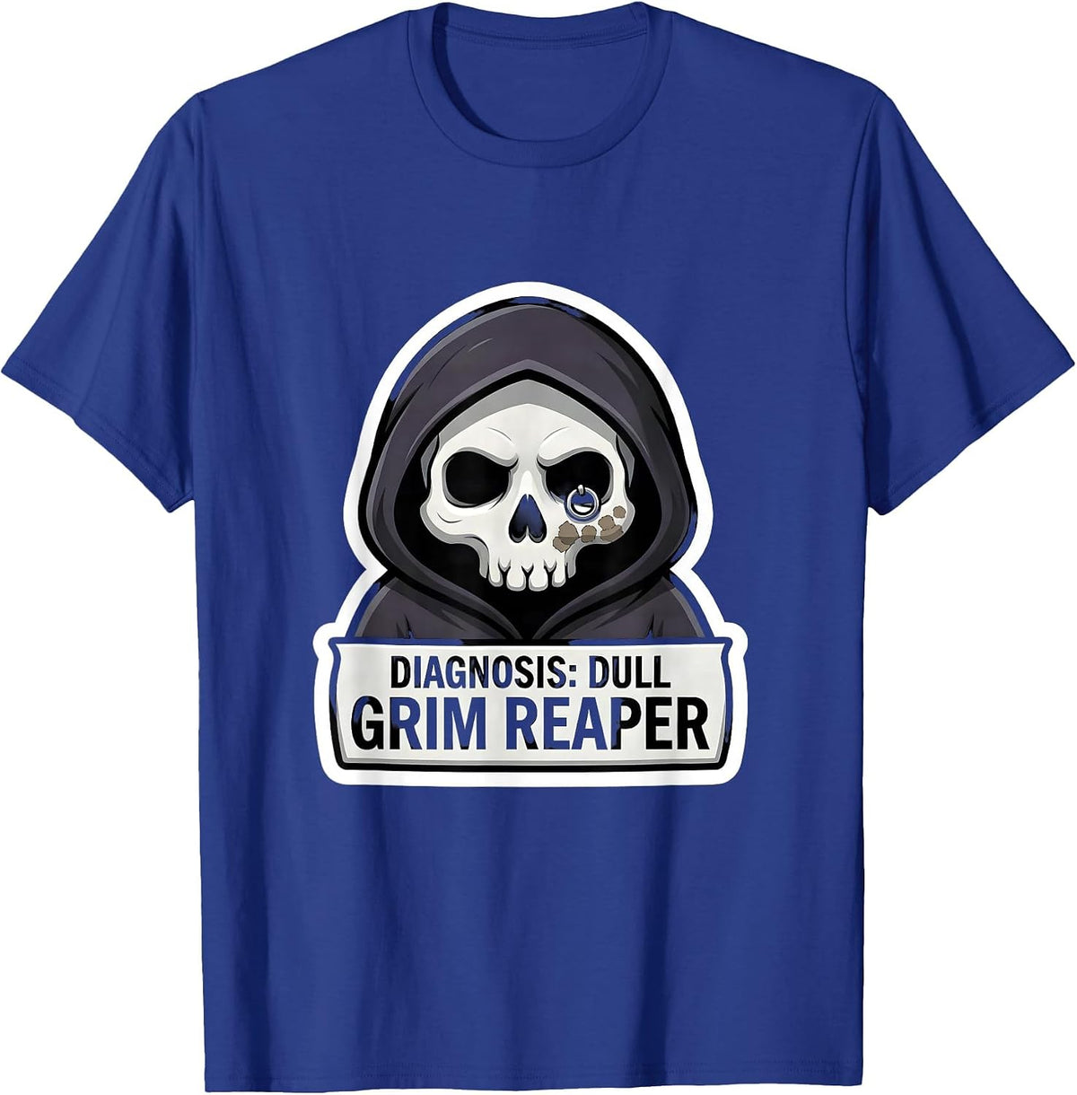Diagnosis: Dull, Grim Reaper Dermatology Halloween Humor T-Shirt - Royal Blue