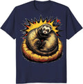 Ferret Comic Book Hug Cushion Novelty Gift T-Shirt - Navy Blue