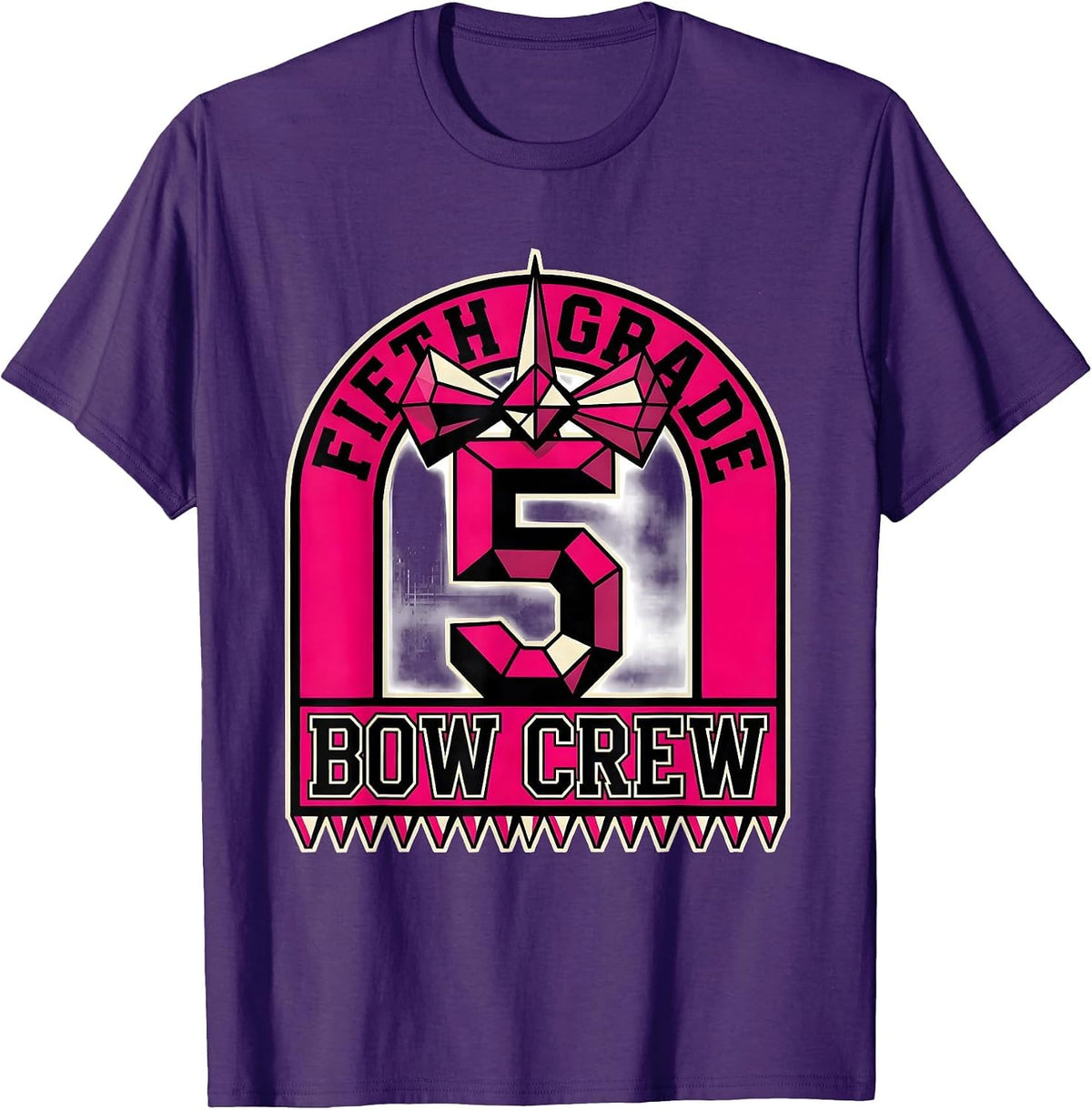 Men's Fifth Grade Bow Crew Coquette Bow Back To School Girly T-Shirt - Purple