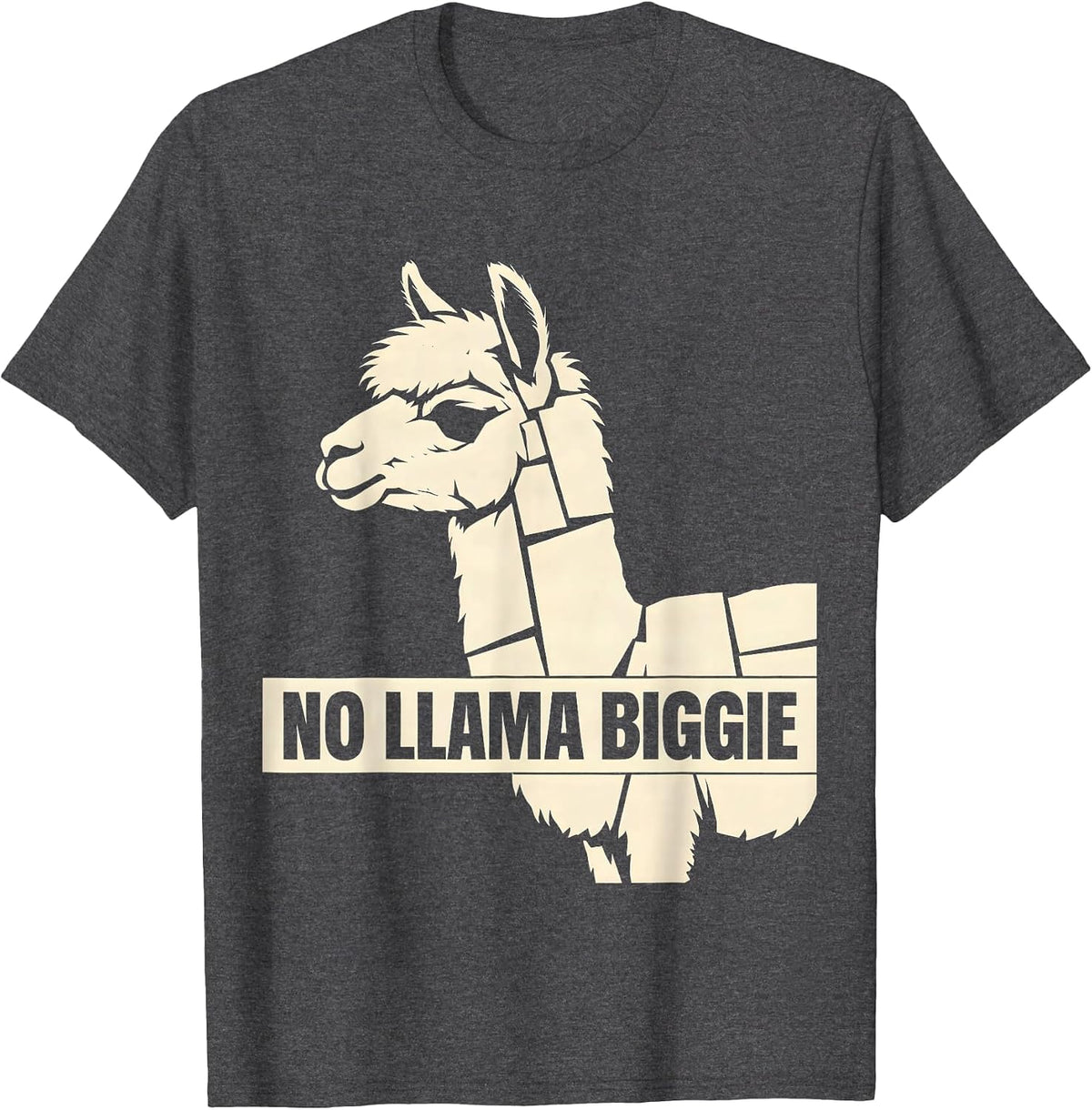 Men's No Llama Biggie Funny Llama Alpaca Lover Humor T-Shirt - Dark Heather Grey