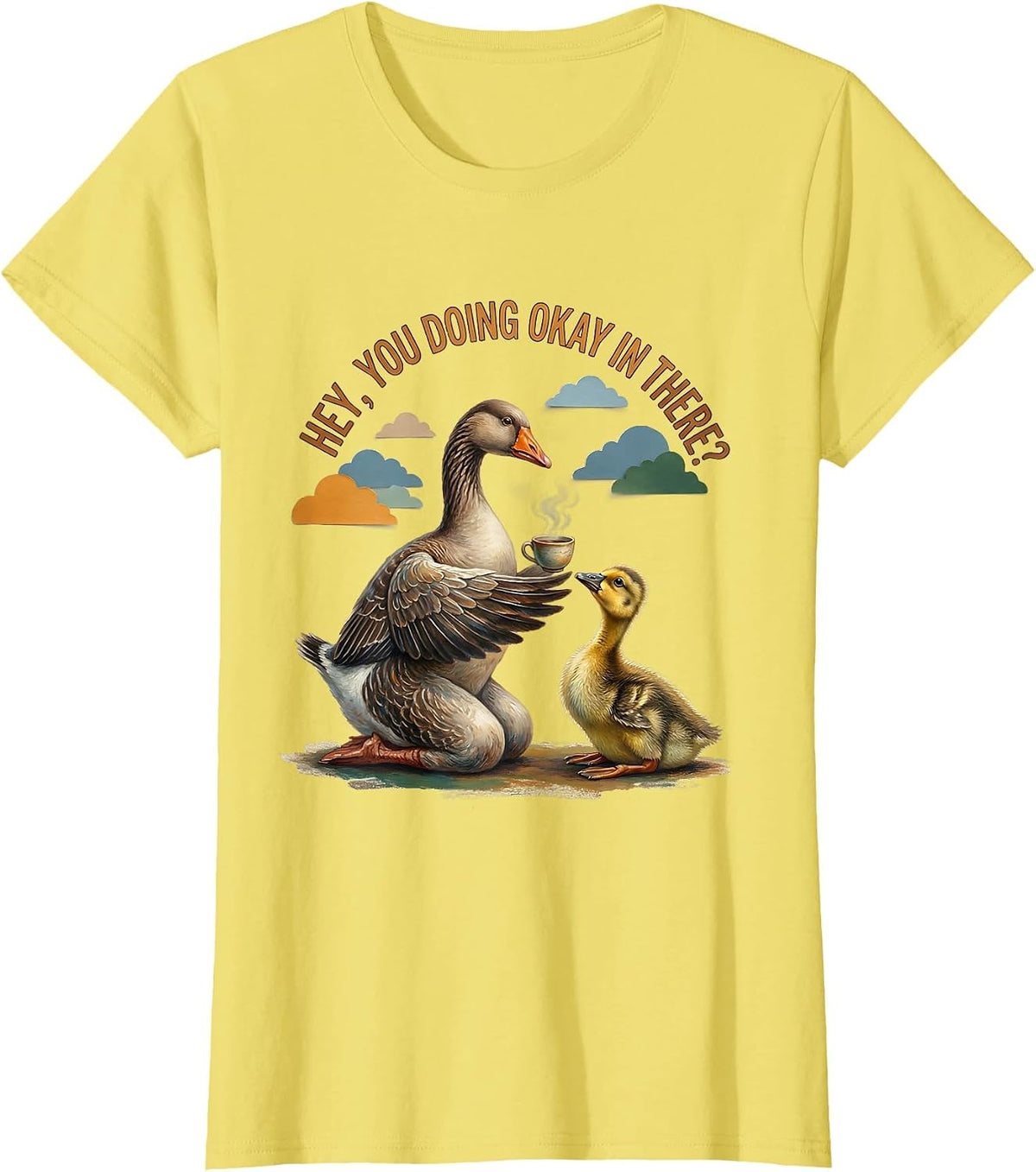 Women's Hey, You Doing Okay In There? Funny Mental Health Counselor T-Shirt - Lemon Yellow