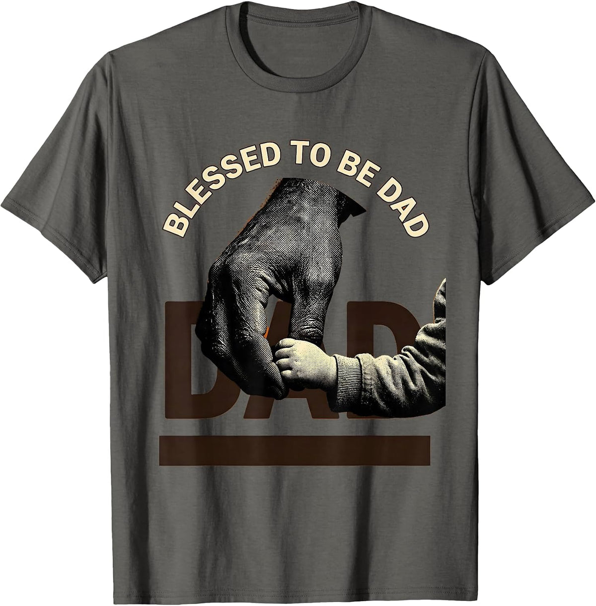 Men's Blessed to Be Dad Fatherhood Design T-Shirt - Asphalt Grey