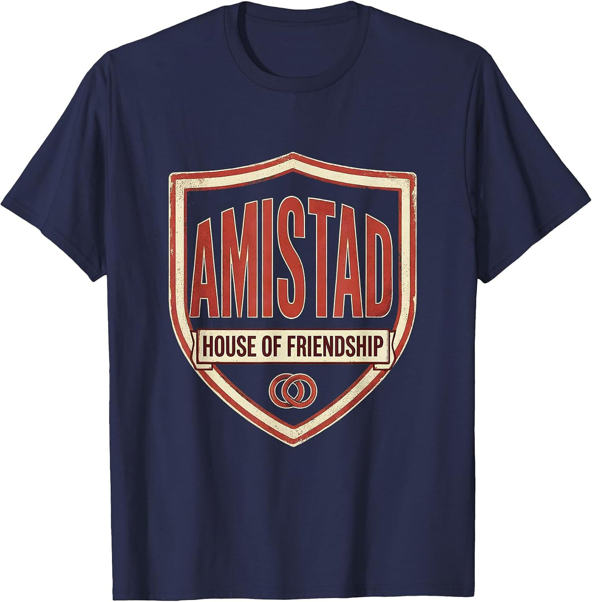 Amistad House of Friendship Vintage School Spirit Teachers T-Shirt - Navy Blue