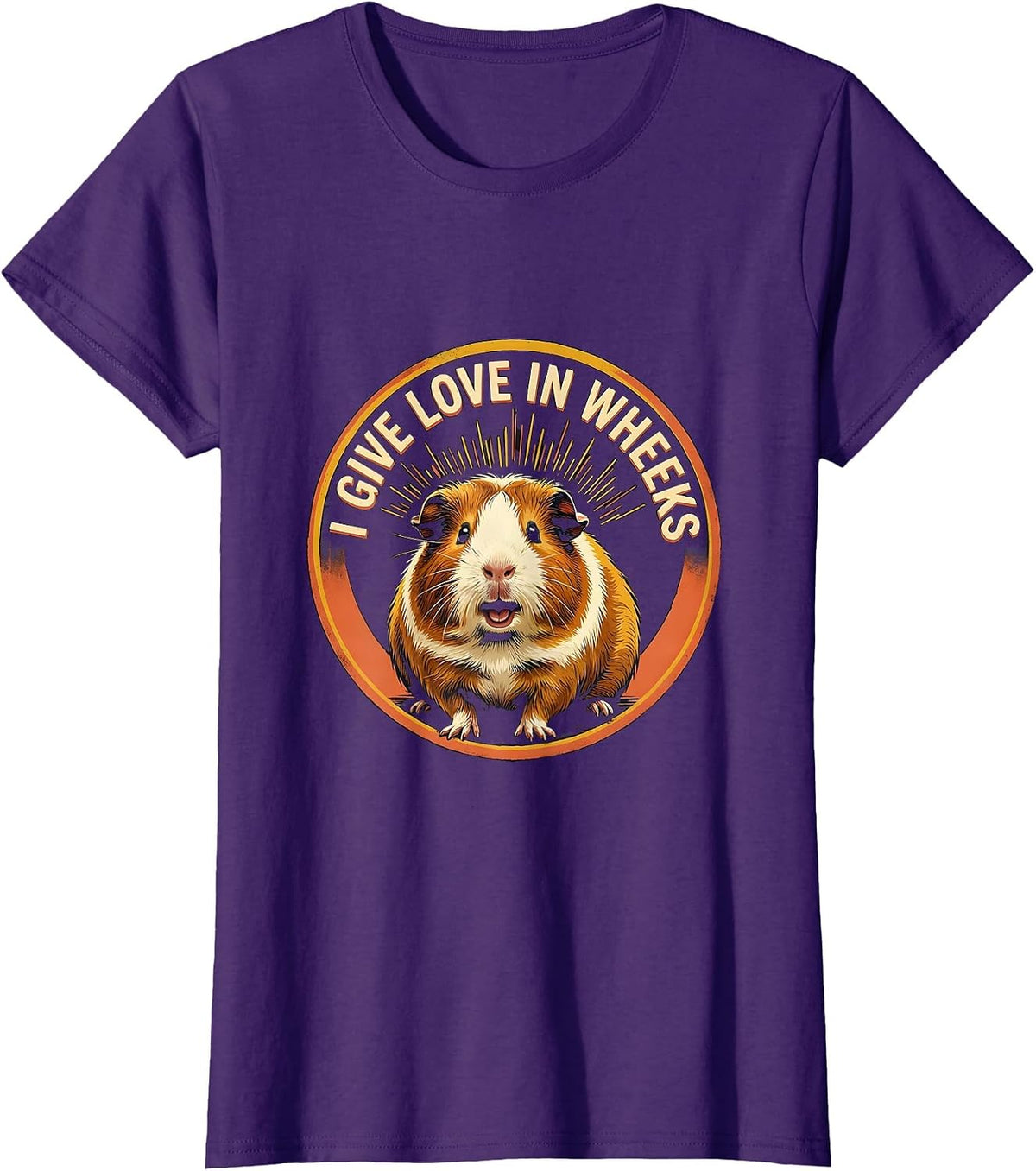 Women's I Give Love In Wheeks Cute Guinea Pig Lover Animal Humor T-Shirt - Purple
