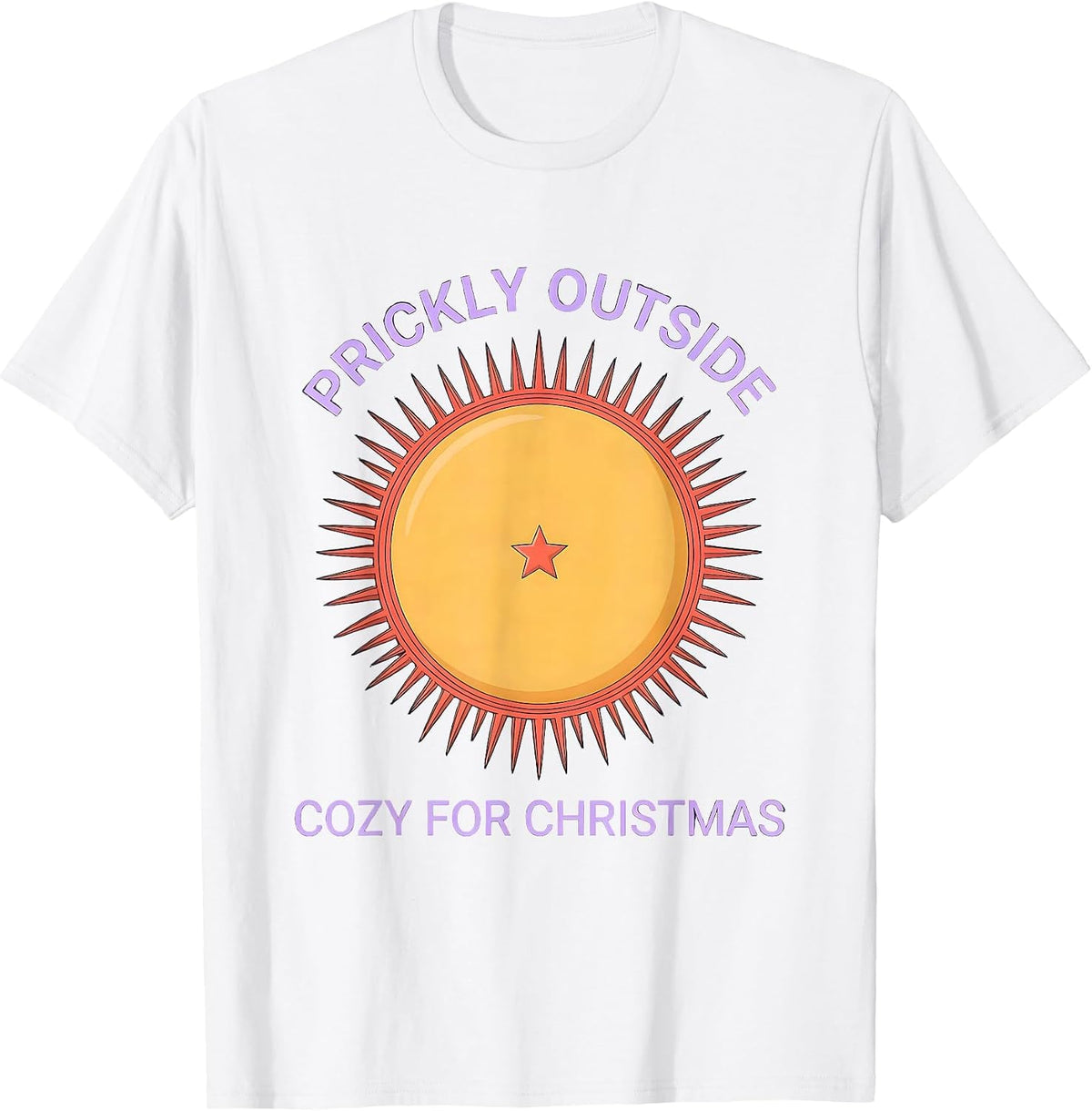 Men's Prickly Outside, Cozy For Christmas Cute Hedgehog Christmas T-Shirt - White