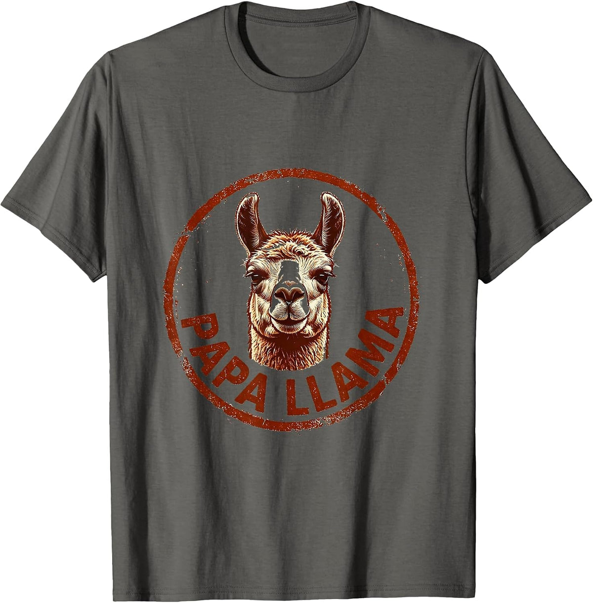 Papa Llama Funny Llama Lover Alpaca Humor Gift T-Shirt - Asphalt Grey