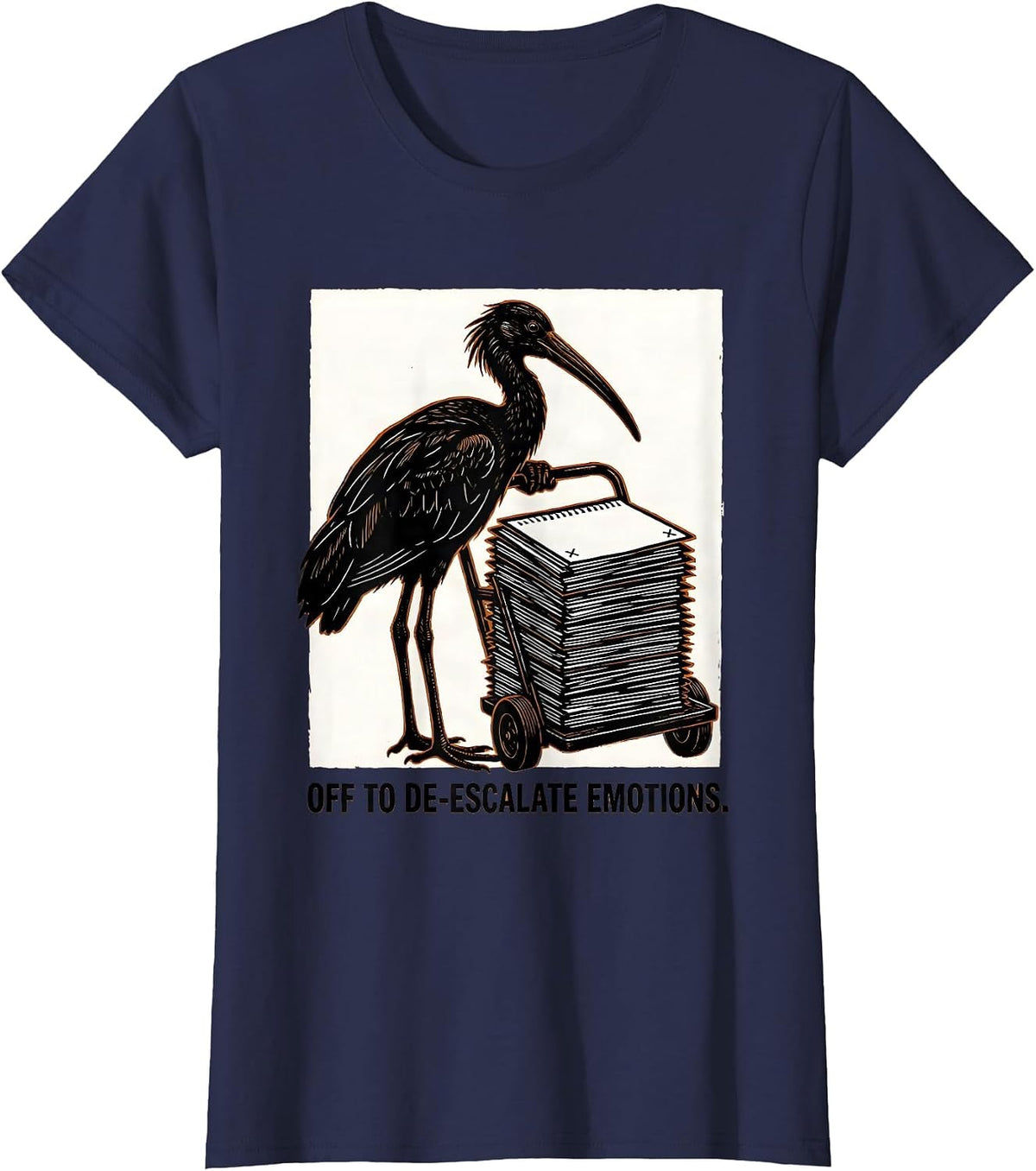 Women's Off To De-Escalate Emotions Funny Mental Health Counselor T-Shirt - Navy Blue