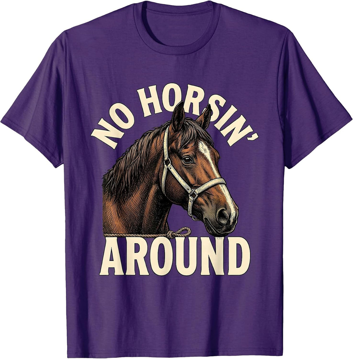 No Horsin' Around Funny Western Cowboy Rodeo Humor T-Shirt - Purple