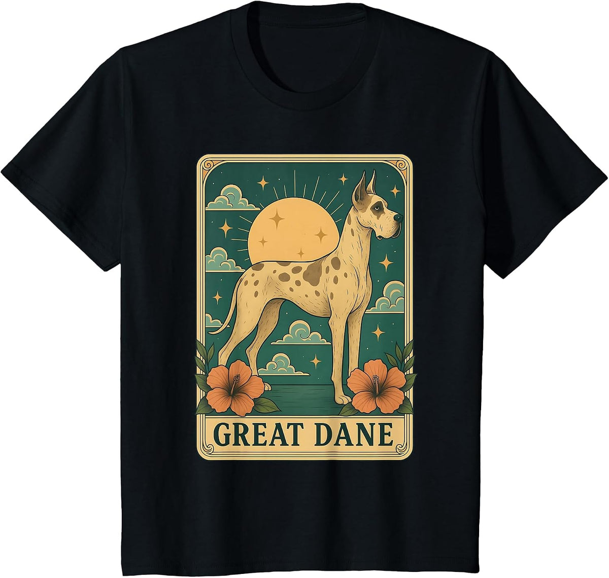 Tarot Card Great Dane T-Shirt - Black