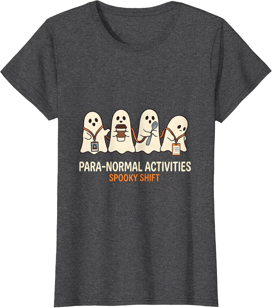 Women's Para-Normal Activities Spooky Shift SPED Teacher Halloween T-Shirt - Dark Heather Grey