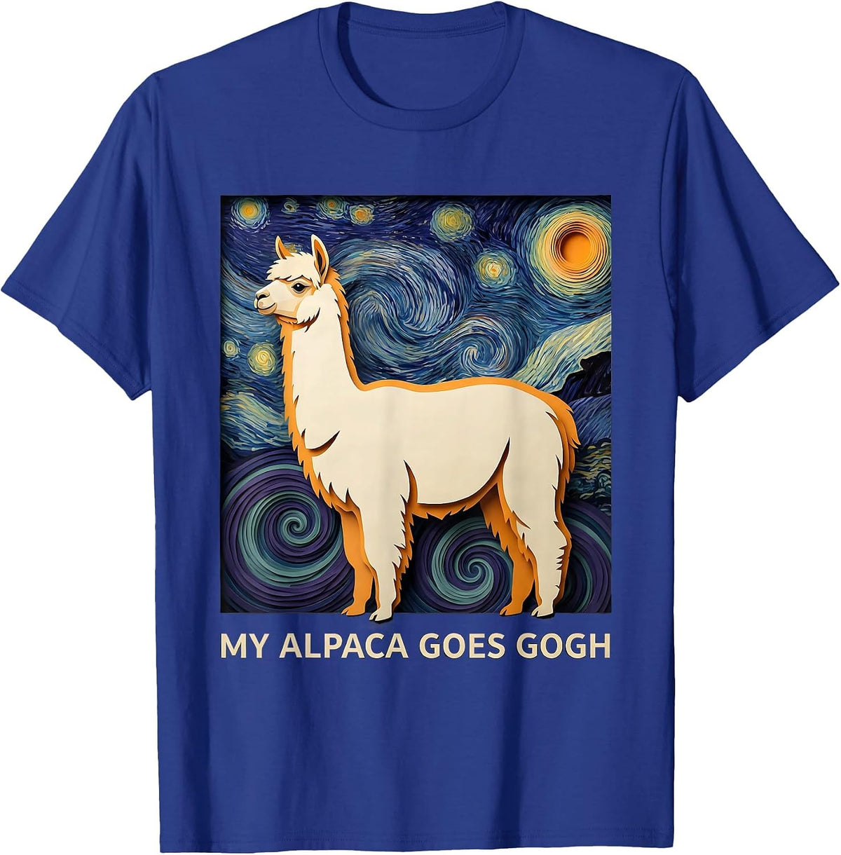 My Alpaca Goes Gogh Whimsical Art Meme Animal Lover Gift T-Shirt - Royal Blue