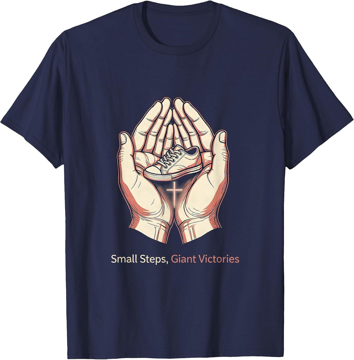 Men's Small Steps Giant Victories Sped Teacher Design T-Shirt - Navy Blue