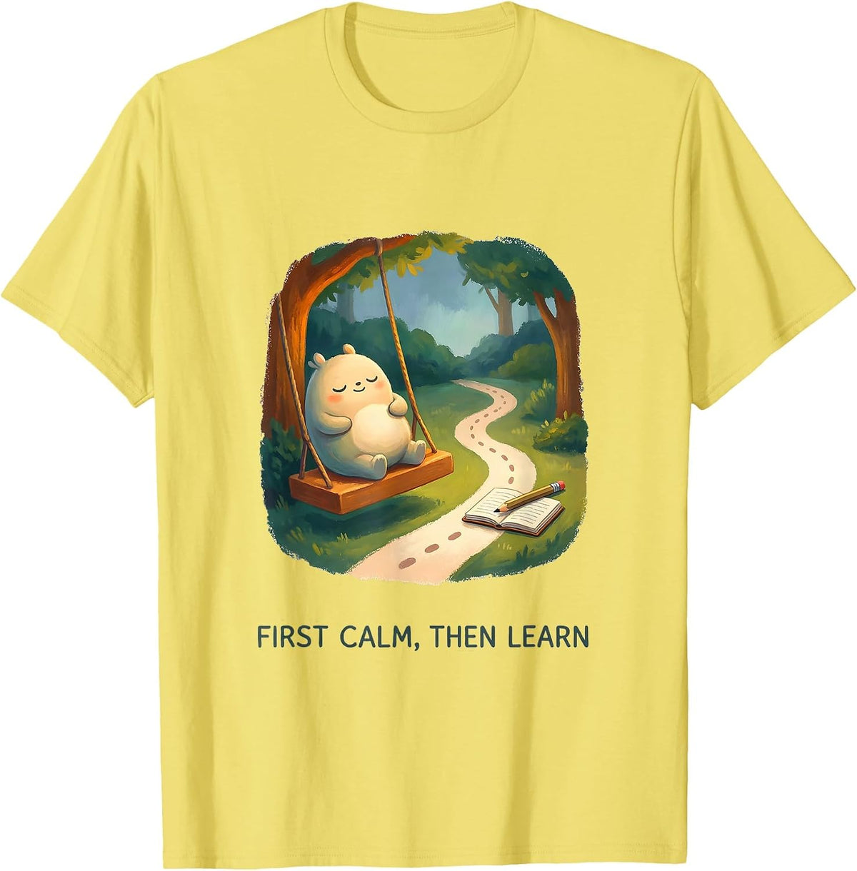 Men's First Calm Then Learn Storybook Occupational Therapy Sensory T-Shirt - Lemon Yellow