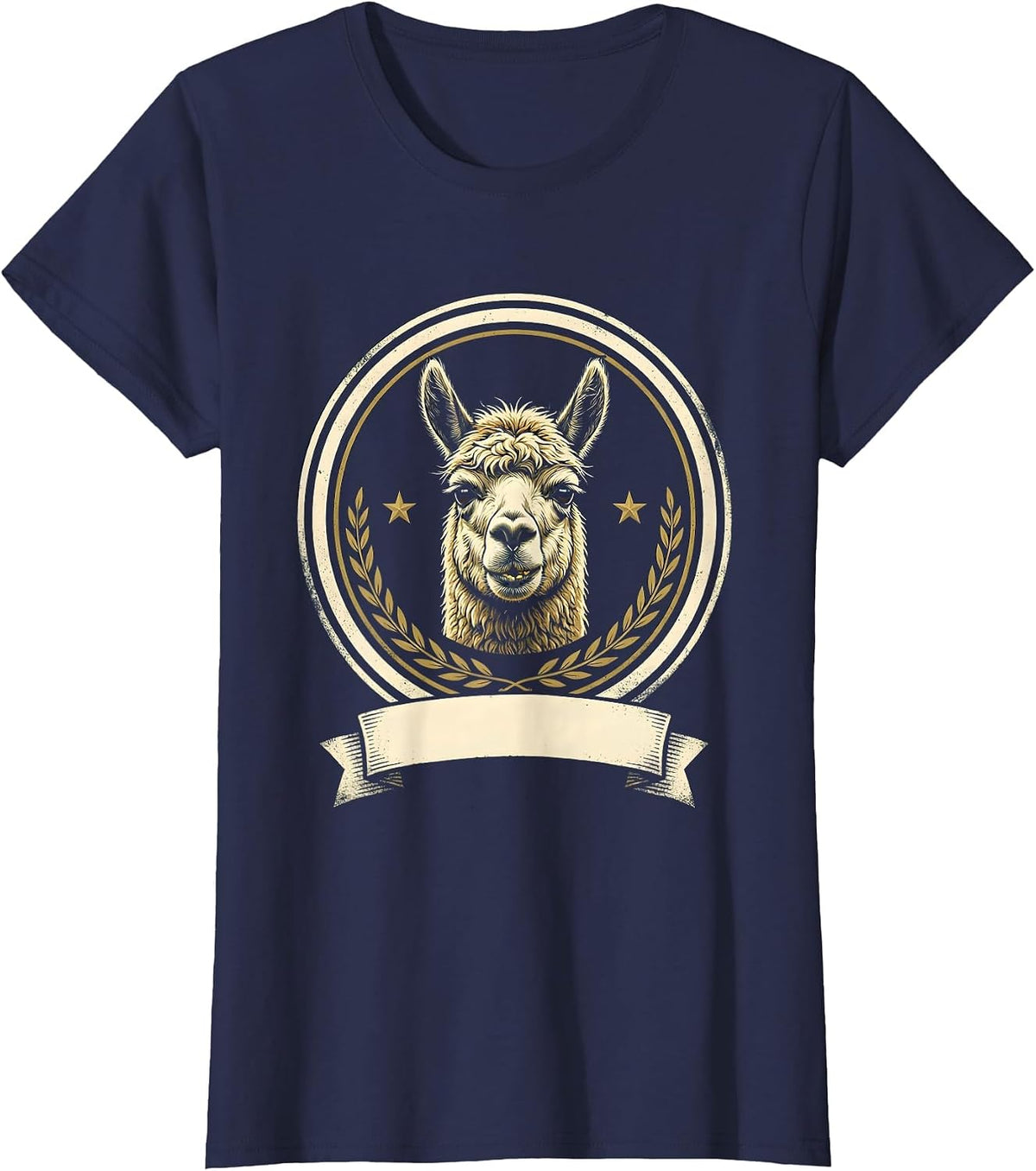 Women's Alpaca Emblem Funny Casual Humor T-Shirt - Navy Blue