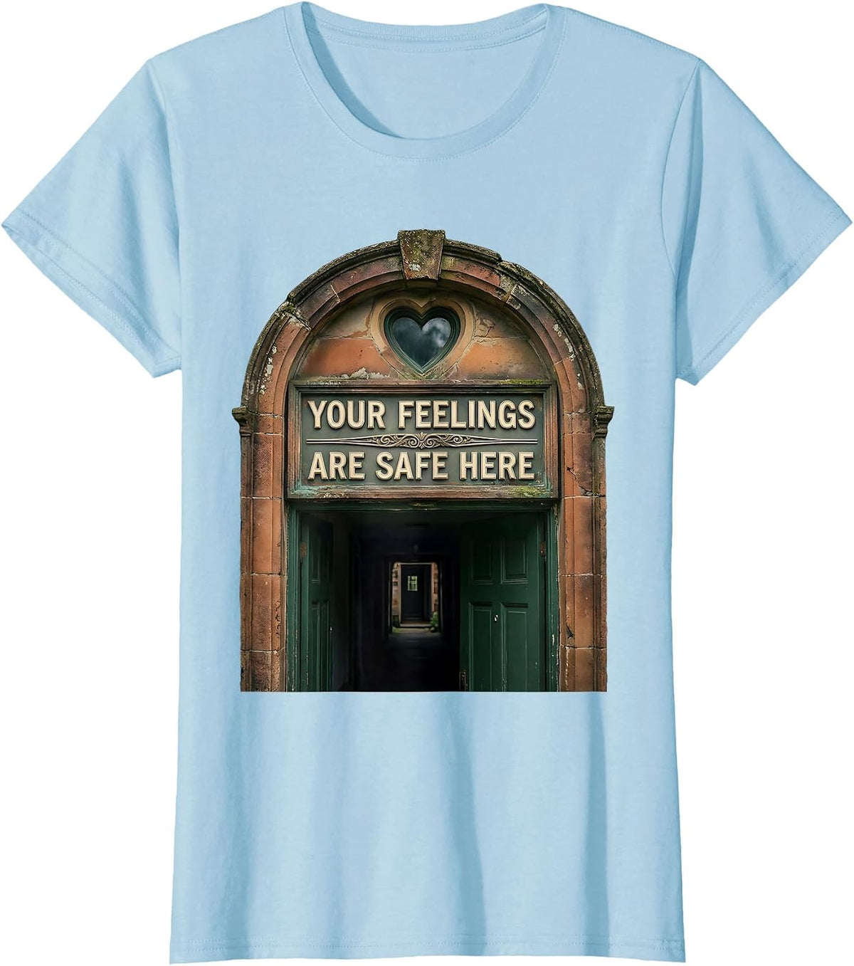 Women's Your Feelings Are Safe Here Vintage Mental Health Counselor T-Shirt - Baby Blue