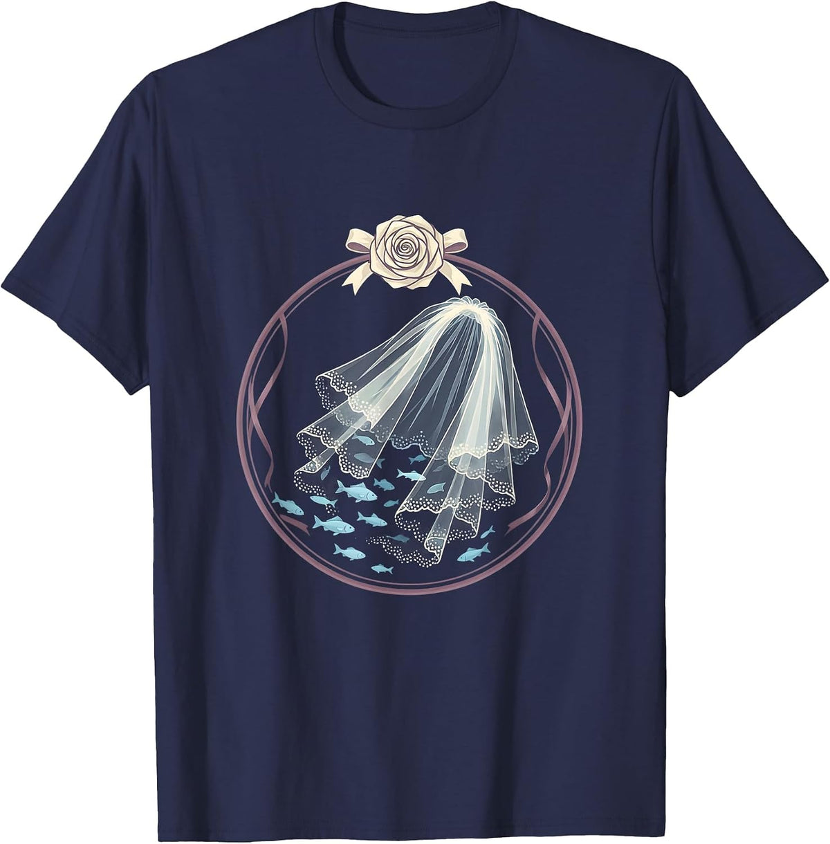 Bridal Veil Underwater Ocean Dream Graphic T-Shirt - Navy Blue