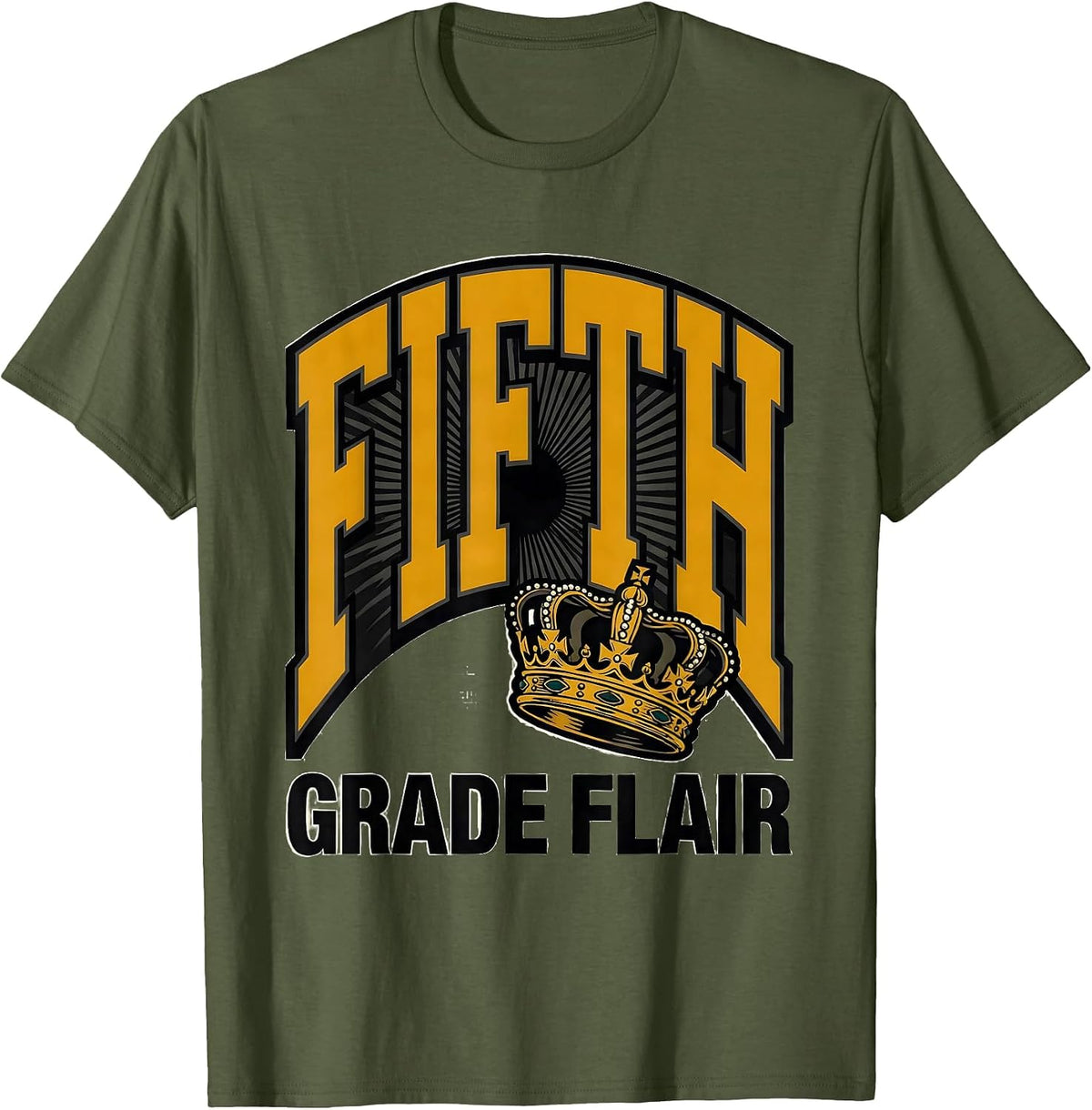 Fifth Grade Flair Retro Fifth Grade Back To School 5th Grade T-Shirt - Olive Green