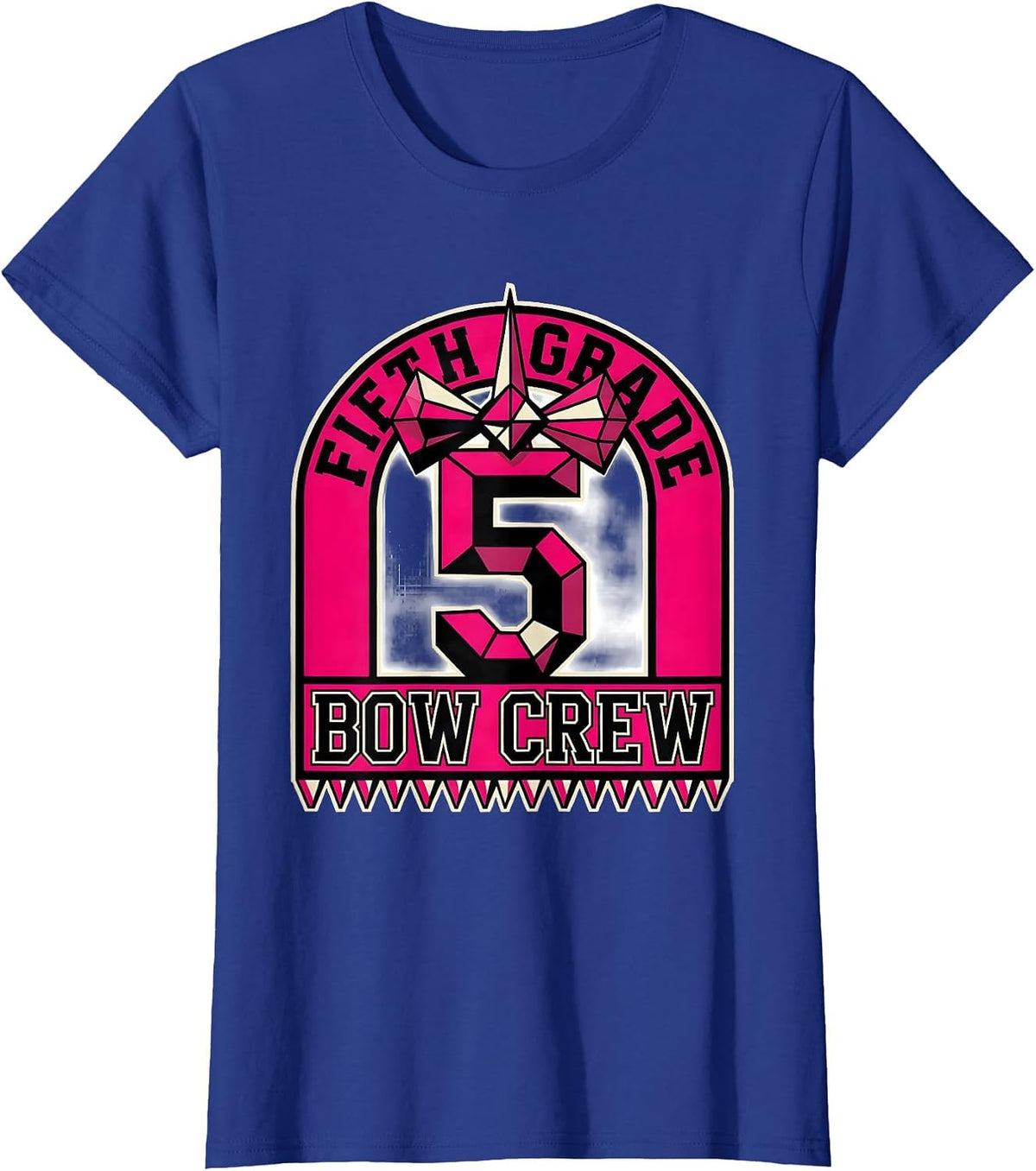 Women's Fifth Grade Bow Crew Coquette Bow Back To School Girly T-Shirt - Royal Blue