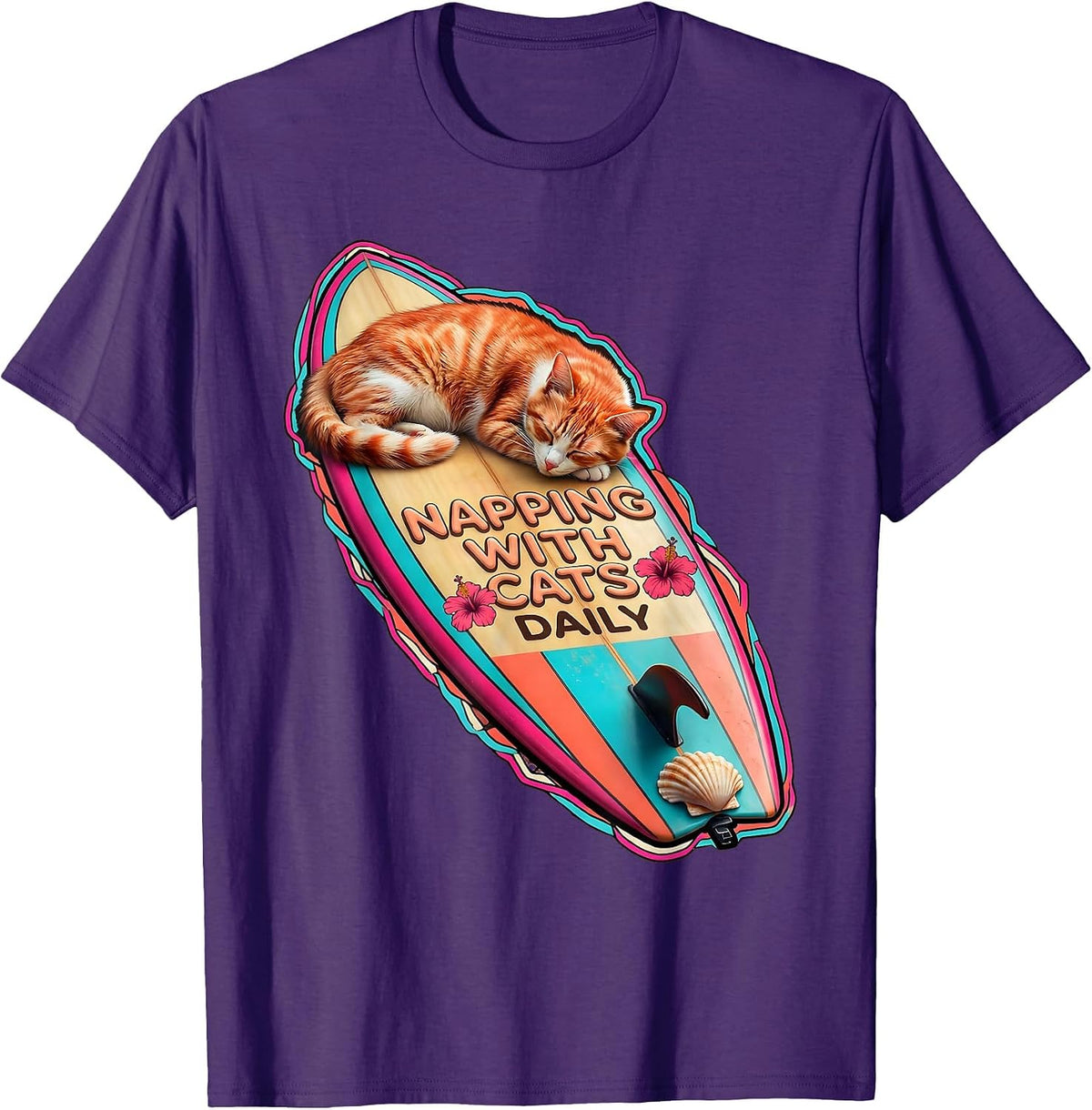 Napping With Cats Daily Cat Lover Design T-Shirt - Purple