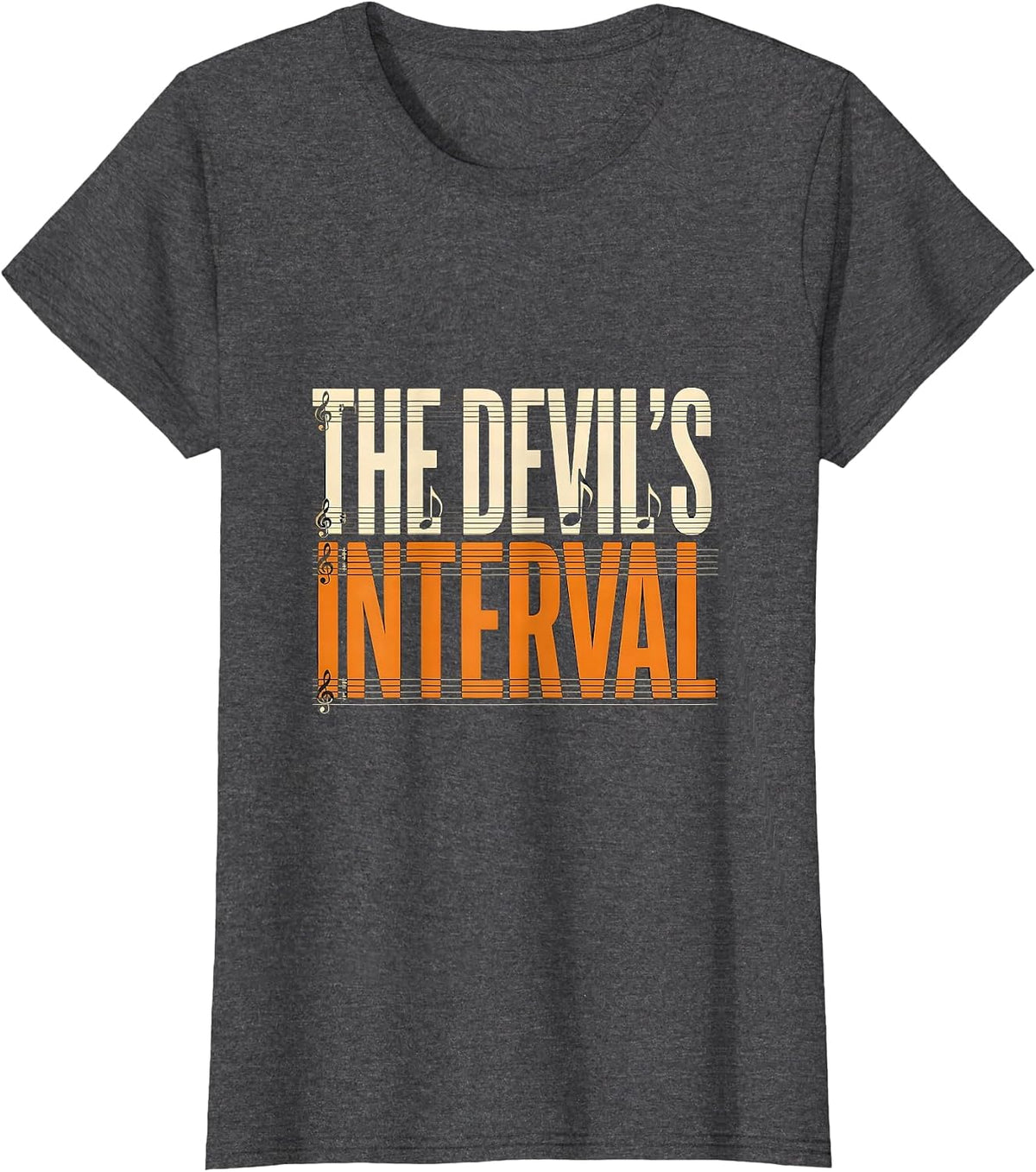 Women's The Devil's Interval Spooky Music Teacher Halloween Humor T-Shirt - Dark Heather Grey