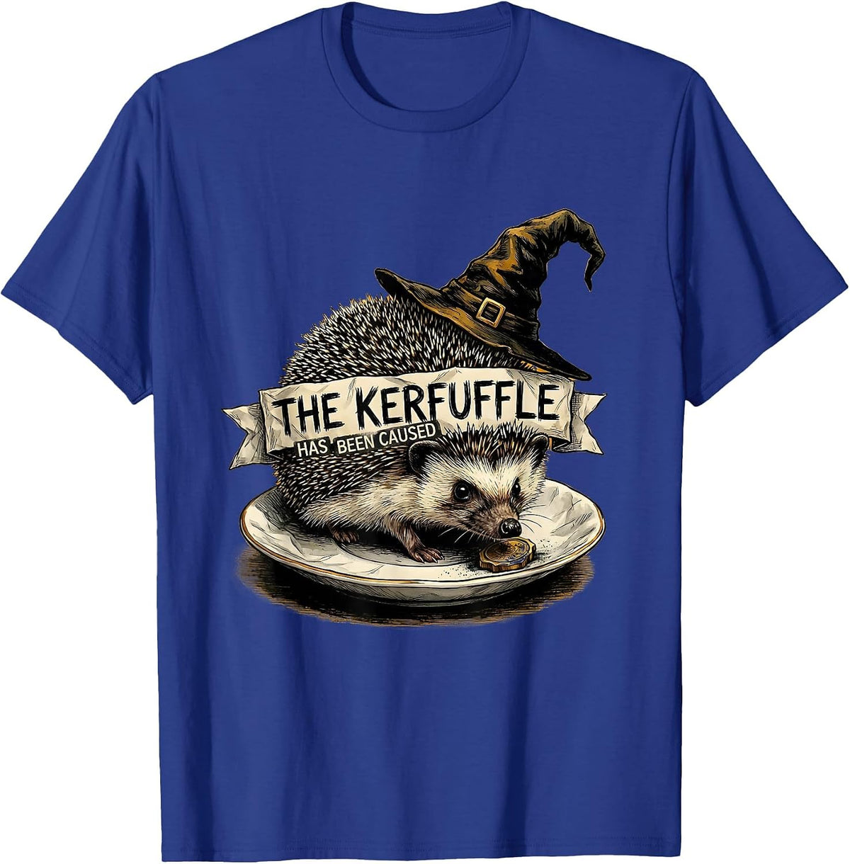 Men's The Kerfuffle Has Been Caused Whimsical Hedgehog Meme Humor T-Shirt - Royal Blue
