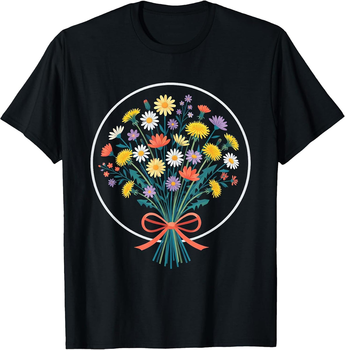 Men's Down Syndrome Awareness Wildflower Bouquet T-Shirt - Black