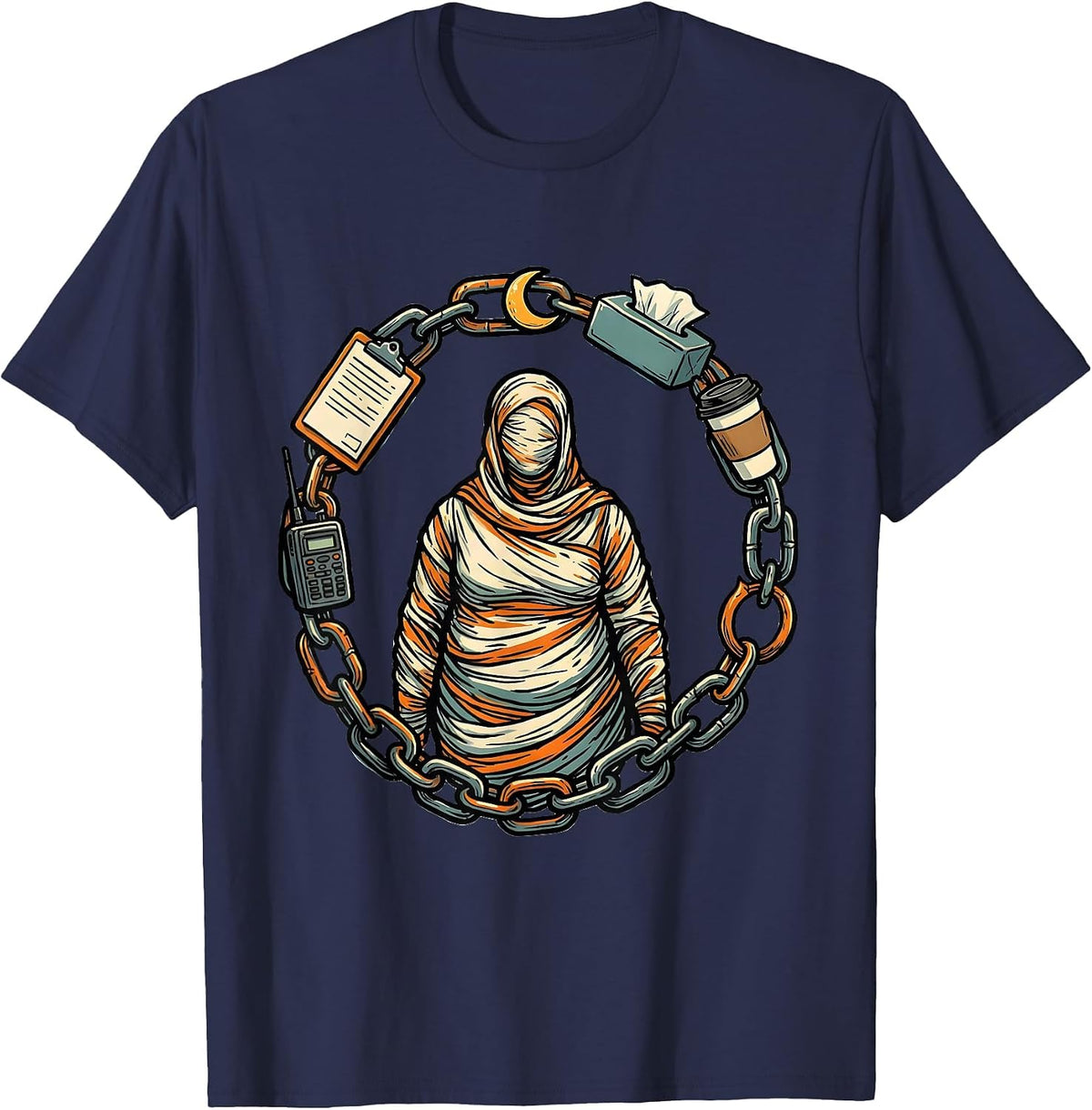Men's Chain Support Para Normal Activities SPED Teacher T-Shirt - Navy Blue