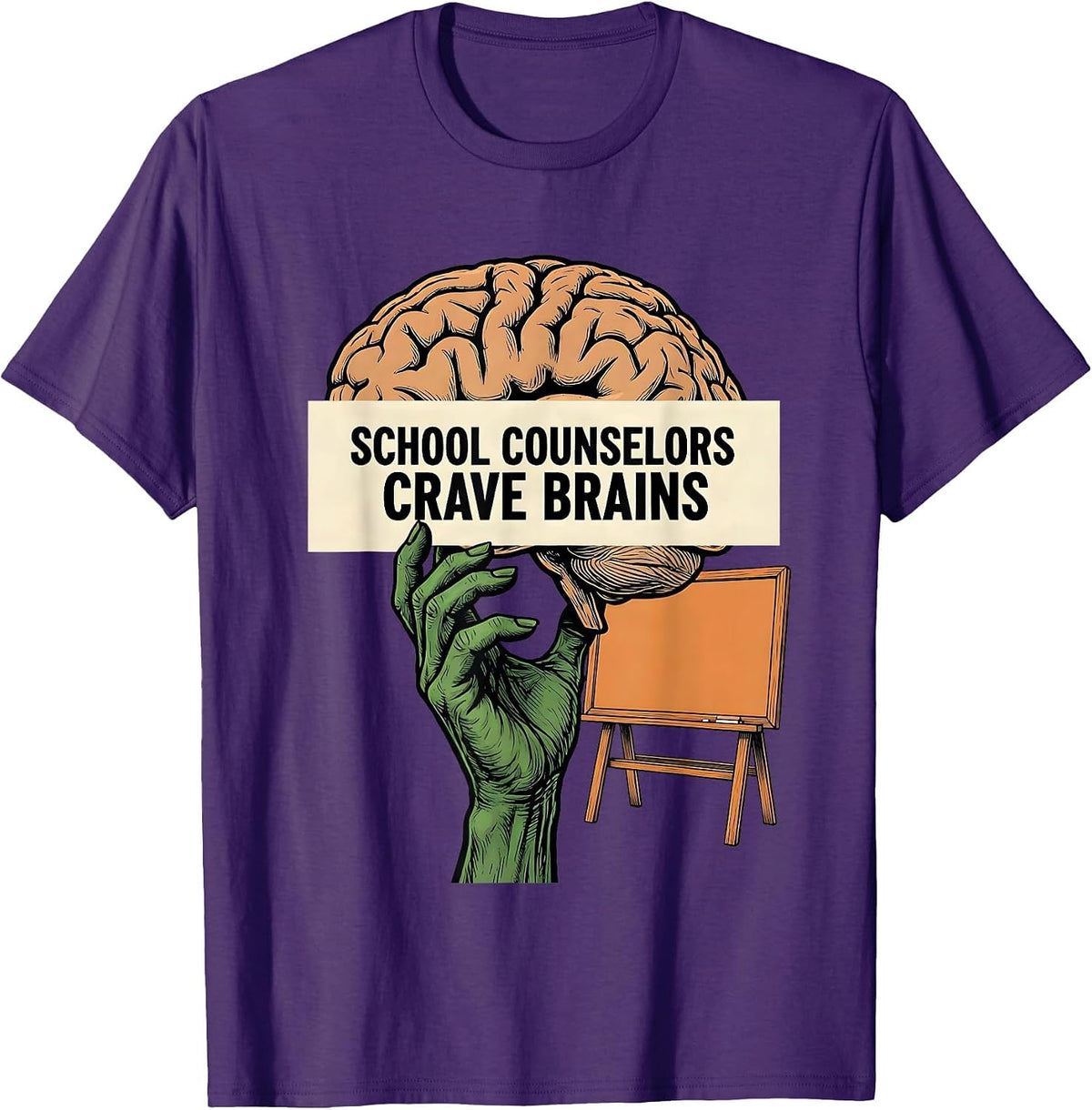 School Counselors Crave Brains Funny Teacher Halloween T-Shirt - Purple