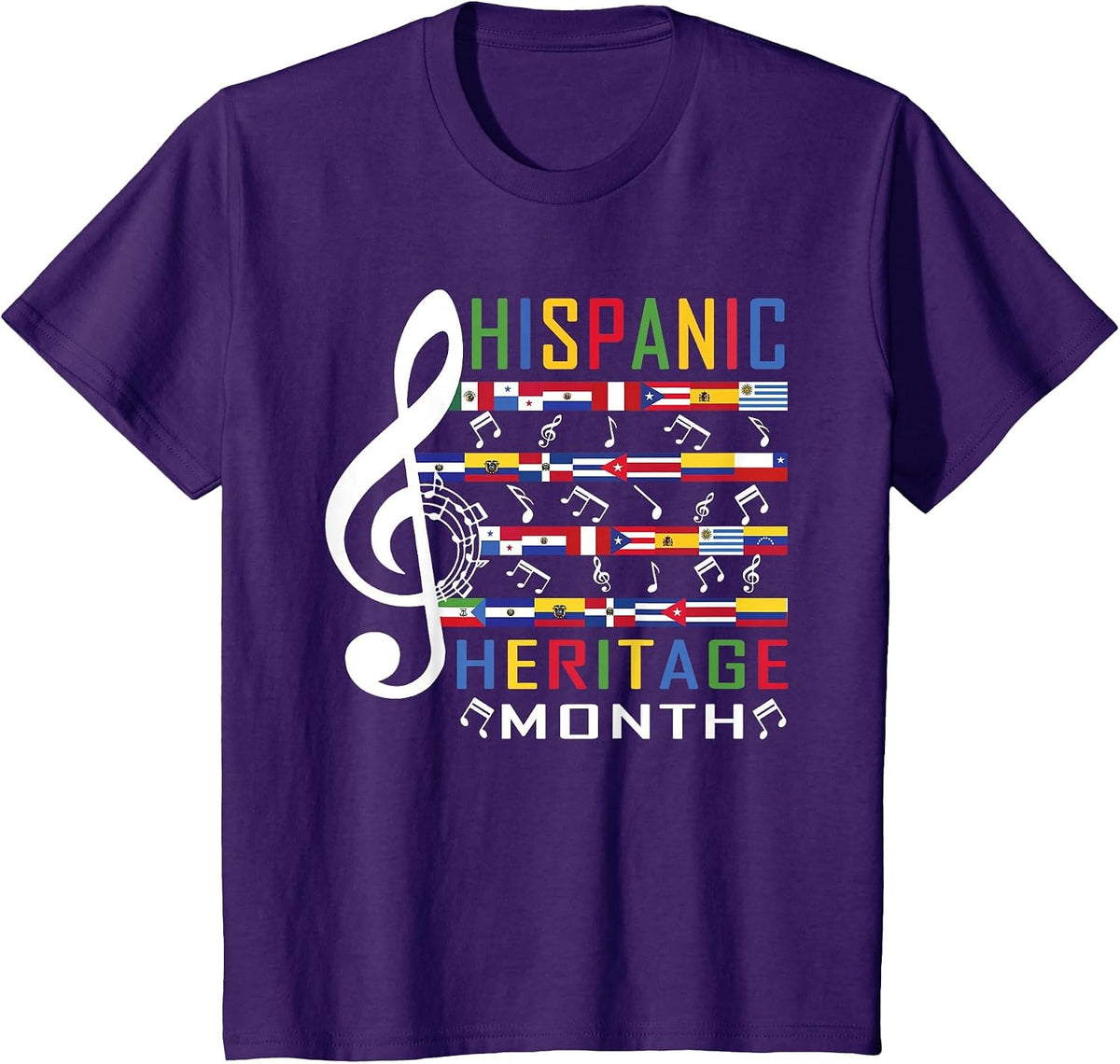 Music Teacher Kid National Hispanic Heritage Month T-Shirt - Purple